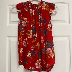 Red floral Ann Taylor Loft top.